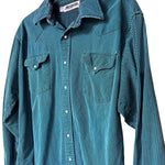 Load image into Gallery viewer, 💚 Drysdales Teal Stripe Pearl Snap Western Shirt – Size L
