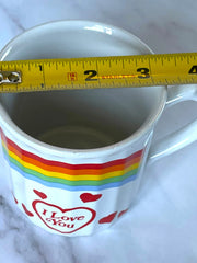 Load image into Gallery viewer, Vintage 1980s I Love You Rainbow Hearts Ceramic Coffee Mug Retro Valentine