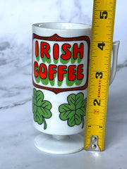 Load image into Gallery viewer, Vintage 1970s Irish Coffee Pedestal Mug Shamrocks Recipe Retro St Patrick’s Day
