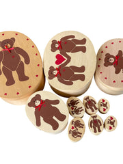 Load image into Gallery viewer, Vintage 10pc Wooden Teddy Bear Nesting Boxes Hand Painted Taiwan