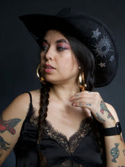 Load image into Gallery viewer, Black Celestial Cowboy Hat
