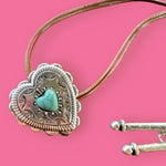 Load image into Gallery viewer, Turquoise Heart Bolo
