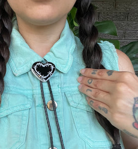 Barbed Wire Heart Bolo Tie