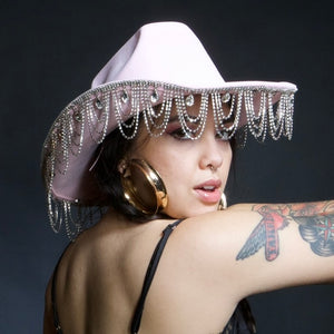 ✨ Pink Rhinestone Fringe Cowgirl Hat ✨