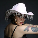 Load image into Gallery viewer, ✨ Pink Rhinestone Fringe Cowgirl Hat ✨
