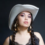 Load image into Gallery viewer, 🤍 White Cowgirl Hat with Turquoise Concho Band 🤍
