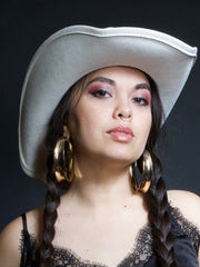 Load image into Gallery viewer, 🤍 White Cowgirl Hat with Turquoise Concho Band 🤍
