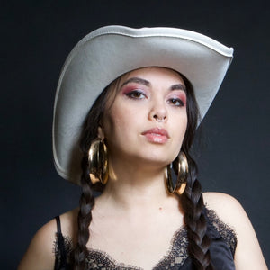 🤍 White Cowgirl Hat with Turquoise Concho Band 🤍