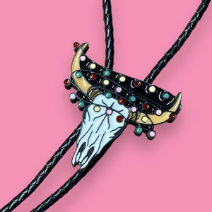 Christmas Lights Skull Bolo Tie