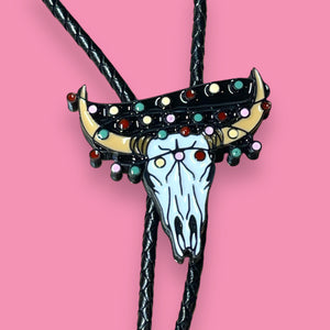 Christmas Lights Skull Bolo Tie