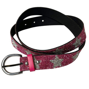 Pink Rhinestone Star Belt – Glitter Sparkle Western Glam