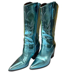 Load image into Gallery viewer, Women’s Metallic Teal Cowboy Boots – Size 6.5
