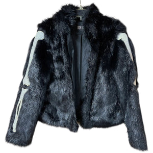 Iron Fist XS Black Faux Fur Skeleton Jacket