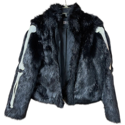 Iron Fist XS Black Faux Fur Skeleton Jacket
