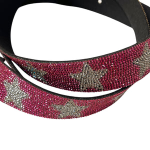 Pink Rhinestone Star Belt – Glitter Sparkle Western Glam