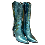 Load image into Gallery viewer, Women’s Metallic Teal Cowboy Boots – Size 6.5
