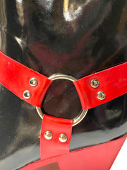 Load image into Gallery viewer, ✨ Rare Black &amp; Red Western Harness Rain Boots by Nomad – Size 7 – New Rubber Cowboy-Style Boots
