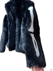 Load image into Gallery viewer, Iron Fist XS Black Faux Fur Skeleton Jacket
