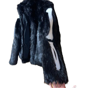 Iron Fist XS Black Faux Fur Skeleton Jacket