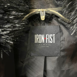 Iron Fist XS Black Faux Fur Skeleton Jacket