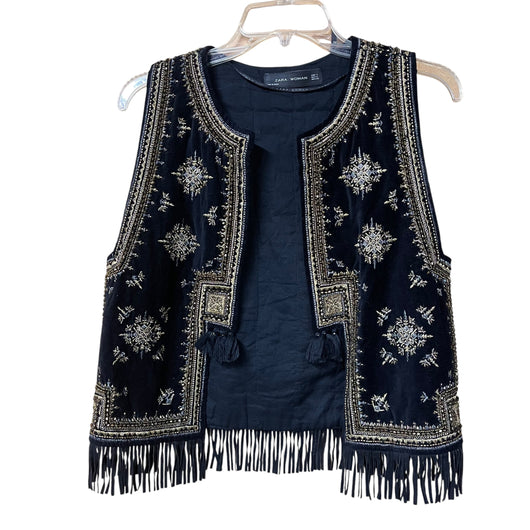 SOLD - Zara Woman Velvet Embroidered Fringe Vest – Small