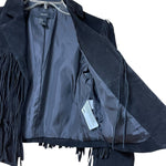 Load image into Gallery viewer, Forever 21 Black Suede Fringe Jacket – Size Small
