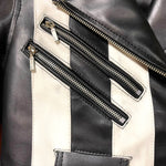 Load image into Gallery viewer, Killstar Black &amp; White Vegan Leather Moto Jacket – Size XS
