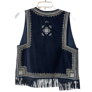 SOLD - Zara Woman Velvet Embroidered Fringe Vest – Small