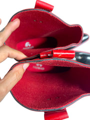 Load image into Gallery viewer, ✨ Rare Black &amp; Red Western Harness Rain Boots by Nomad – Size 7 – New Rubber Cowboy-Style Boots
