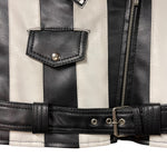 Load image into Gallery viewer, Killstar Black &amp; White Vegan Leather Moto Jacket – Size XS
