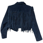 Load image into Gallery viewer, Forever 21 Black Suede Fringe Jacket – Size Small
