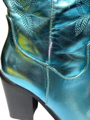 Load image into Gallery viewer, Women’s Metallic Teal Cowboy Boots – Size 6.5
