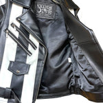 Load image into Gallery viewer, Killstar Black &amp; White Vegan Leather Moto Jacket – Size XS
