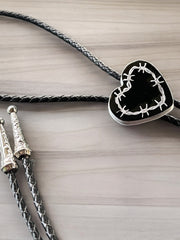 Load image into Gallery viewer, Barbed Wire Heart Bolo Tie
