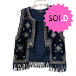 Load image into Gallery viewer, SOLD - Zara Woman Velvet Embroidered Fringe Vest – Small
