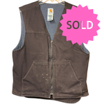 Load image into Gallery viewer, SOLD - Carhartt Brown Duck Canvas Vest – Men’s Large Regular – Full Zip Workwear Jacket - Lisa Lassi
