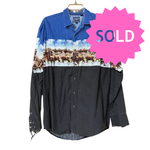 Load image into Gallery viewer, SOLD - 🐂 Roper Western Cattle Print Pearl Snap Shirt – Blue – Size L - Lisa Lassi

