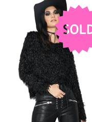 Load image into Gallery viewer, SOLD - 🖤 Black Shaggy Textured Cropped Sweater – Size S - Lisa Lassi