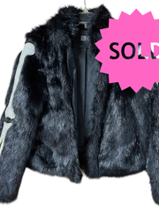 Load image into Gallery viewer, SOLD - Iron Fist XS Black Faux Fur Skeleton Jacket