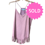 Load image into Gallery viewer, SOLD - 🌸 She + Sky Dusty Rose Faux Suede Fringe Tank Top – Size Small - Lisa Lassi
