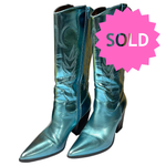 Load image into Gallery viewer, SOLD - Women’s Metallic Teal Cowboy Boots – Size 6.5
