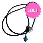 Load image into Gallery viewer, Western Bolo Tie, Turquoise-Style Stone &amp; Silver

