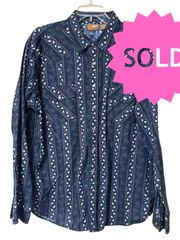 Load image into Gallery viewer, SOLD - Ugly Shirt Skull &amp; Rose Western Pearl Snap – XL