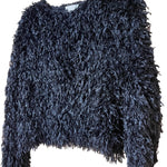 Load image into Gallery viewer, 🖤 Black Shaggy Textured Cropped Sweater – Size S
