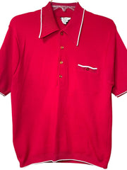 Load image into Gallery viewer, Vintage 60s-70s Red Knit Polo | Men’s Medium | Atomic Era Vibes | Dupont Nylon