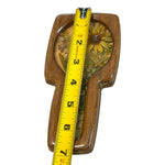 Load image into Gallery viewer, Vintage Lucite Style Pressed Flower Spoon Rest Ladybug Faux Wood Handmade
