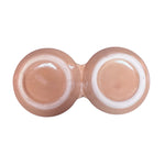 Load image into Gallery viewer, Vintage Brown Tan Ceramic Double Condiment Pot Set Lids Wood Handle Spoons
