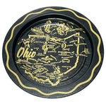 Load image into Gallery viewer, Vintage Ohio Souvenir Metal Tray Black Gold State Map Mini Change Tray 3.5 Inch
