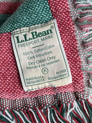Load image into Gallery viewer, Vintage L.L.Bean Cotton Throw Blanket Floral Tapestry Fringe Made USA 47x56