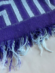 Load image into Gallery viewer, Vintage 1970s Yves Saint Laurent YSL Fieldcrest Purple Gray Geometric Bath Towel